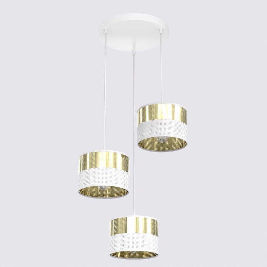 Lustr na lanku LUX 3xE27/15W/230V bílá/zlatá