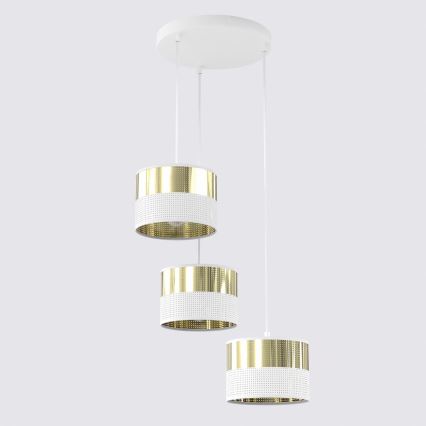 Lustr na lanku LUX 3xE27/15W/230V bílá/zlatá