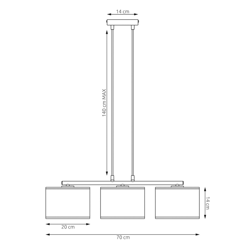 Lustr na lanku LUX 3xE27/15W/230V černá/zlatá