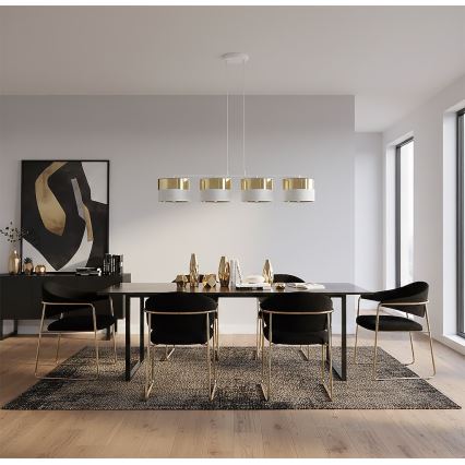 Lustr na lanku LUX 4xE27/15W/230V bílá/zlatá