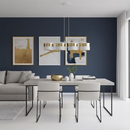 Lustr na lanku LUX 4xE27/15W/230V bílá/zlatá