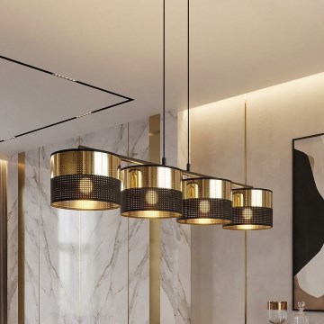 Lustr na lanku LUX 4xE27/15W/230V černá/zlatá