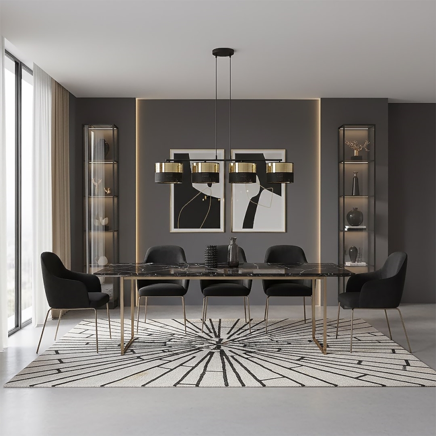 Lustr na lanku LUX 4xE27/15W/230V černá/zlatá