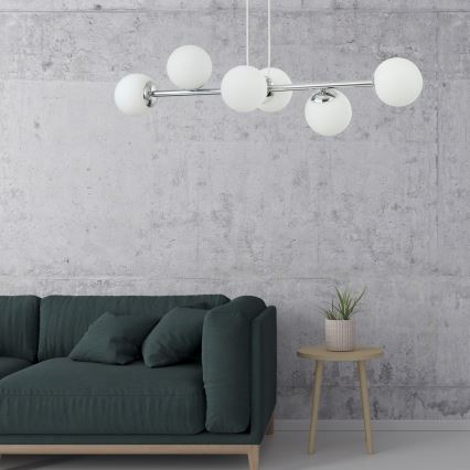 Lustr na lanku MADDIE 6xE14/5W/230V lesklý chrom