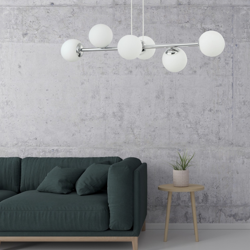 Lustr na lanku MADDIE 6xE14/5W/230V lesklý chrom