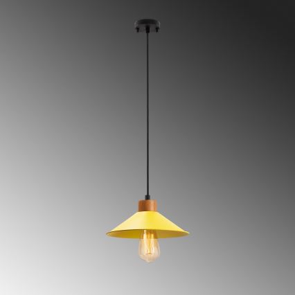 Lustr na lanku MANAVGAT 1xE27/40W/230V žlutá/hnědá