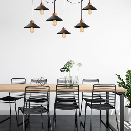 Lustr na lanku MANAVGAT 6xE27/40W/230V pavouk černá/hnědá