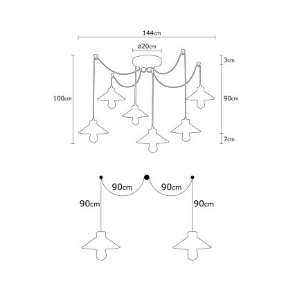 Lustr na lanku MANAVGAT 6xE27/40W/230V pavouk pestrobarevná