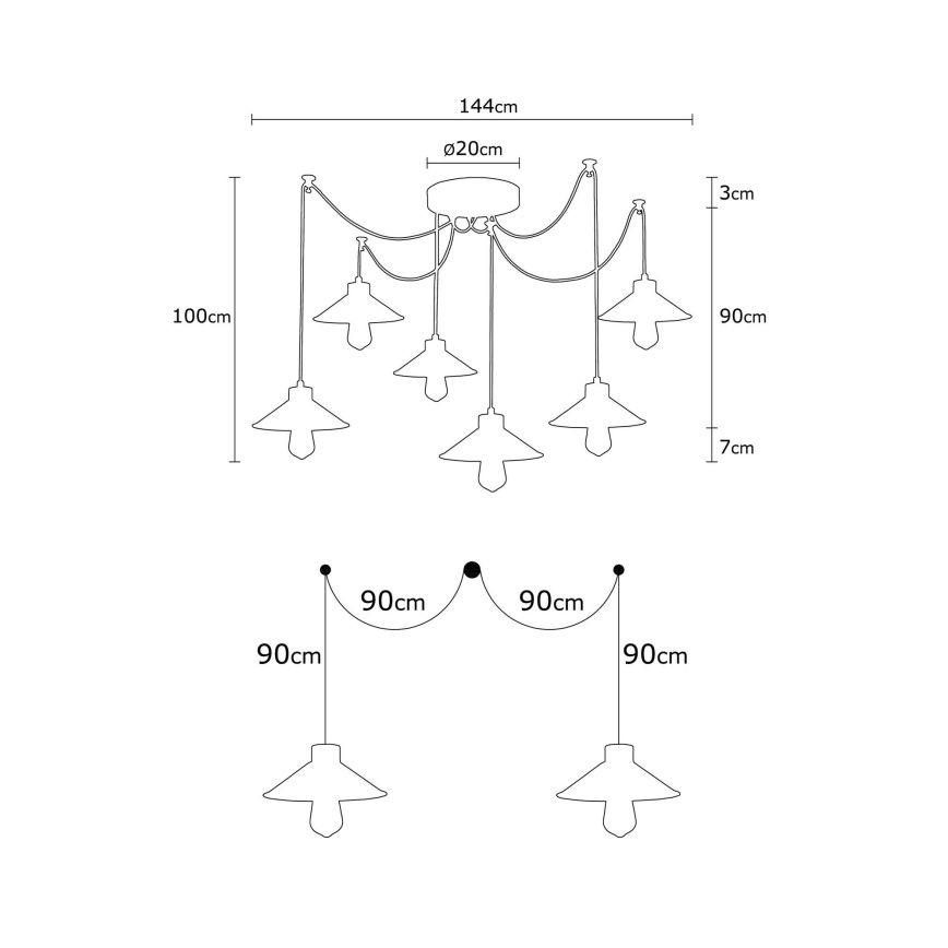 Lustr na lanku MANAVGAT 6xE27/40W/230V pavouk pestrobarevná