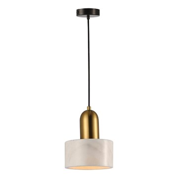 Lustr na lanku MARBLE 1xE27/60W/230V zlatá/bílá/dekor mramoru