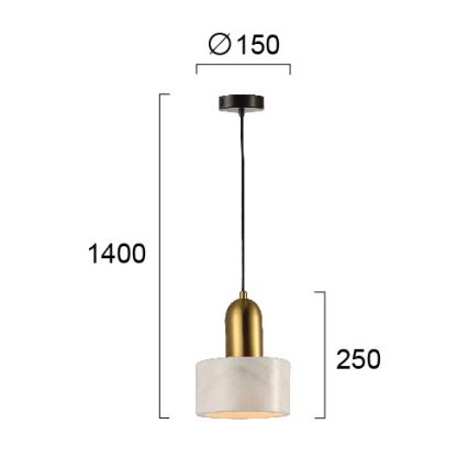 Lustr na lanku MARBLE 1xE27/60W/230V zlatá/bílá/dekor mramoru