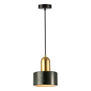 Lustr na lanku MARBLE 1xE27/60W/230V zlatá/zelená/dekor mramoru