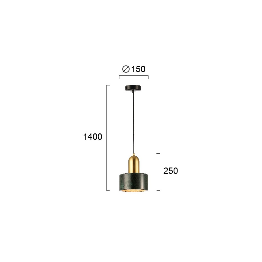 Lustr na lanku MARBLE 1xE27/60W/230V zlatá/zelená/dekor mramoru