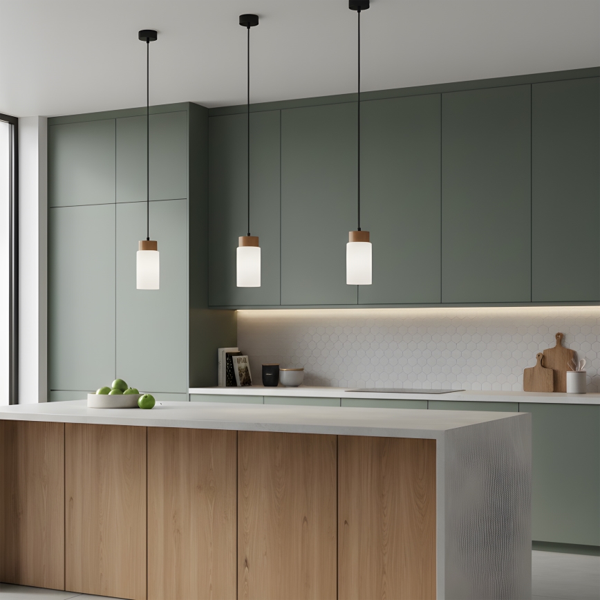 Lustr na lanku MARKUS 1xE27/15W/230V černá/dub