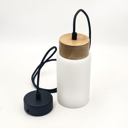 Lustr na lanku MARKUS 1xE27/15W/230V černá/dub