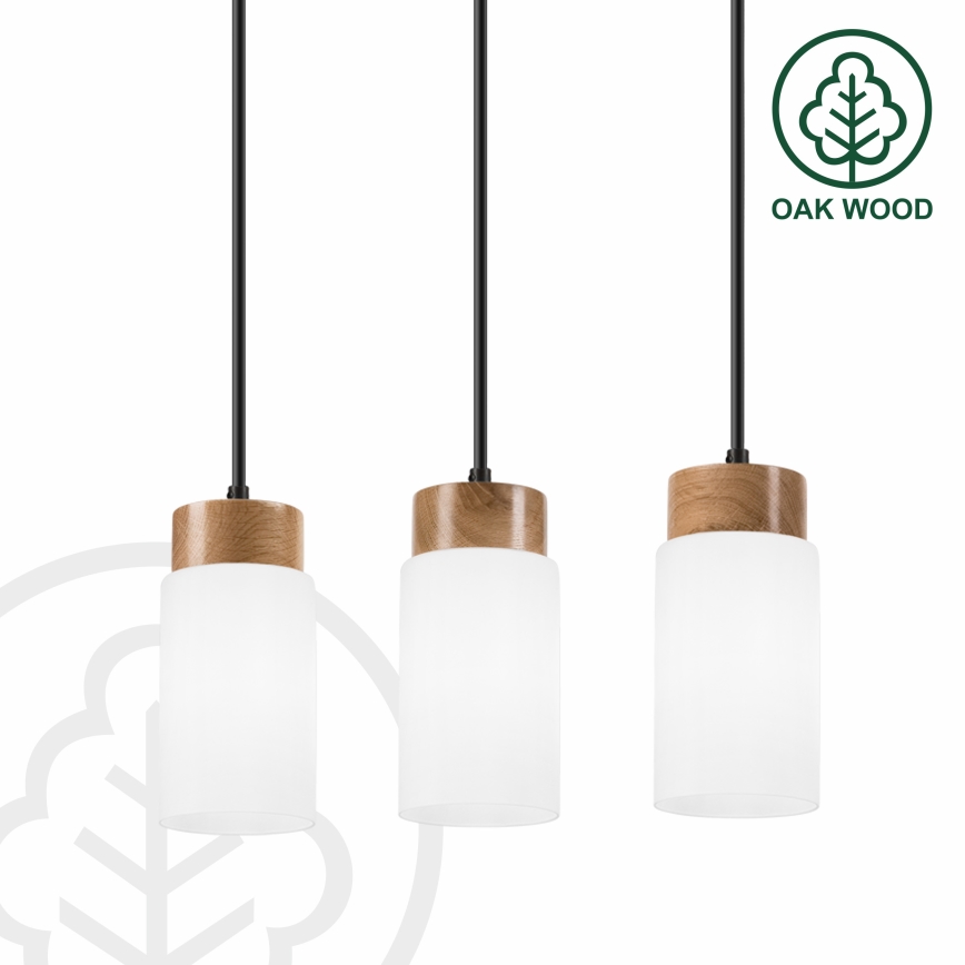 Lustr na lanku MARKUS 3xE27/15W/230V černá/dub