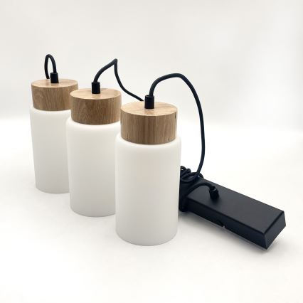 Lustr na lanku MARKUS 3xE27/15W/230V černá/dub