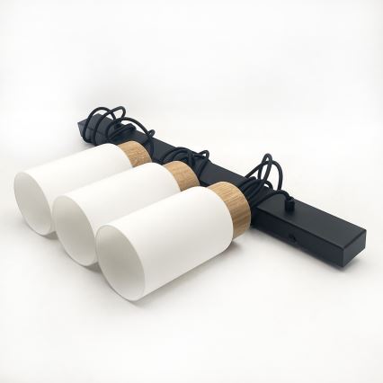 Lustr na lanku MARKUS 3xE27/15W/230V černá/dub