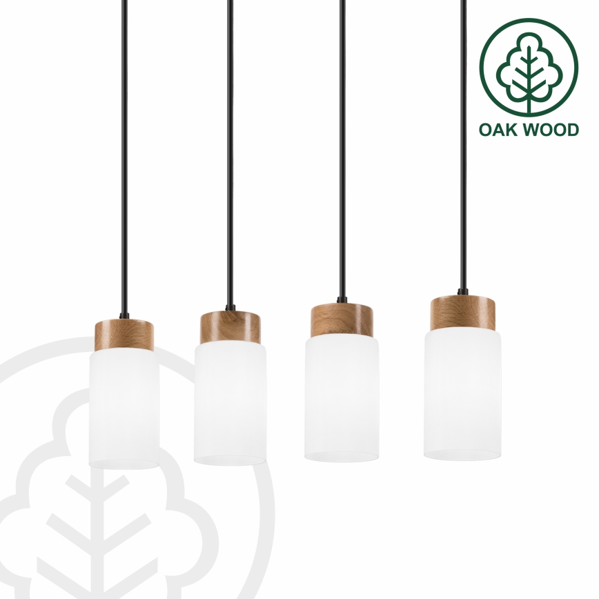 Lustr na lanku MARKUS 4xE27/15W/230V černá/dub