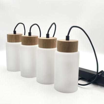 Lustr na lanku MARKUS 4xE27/15W/230V černá/dub