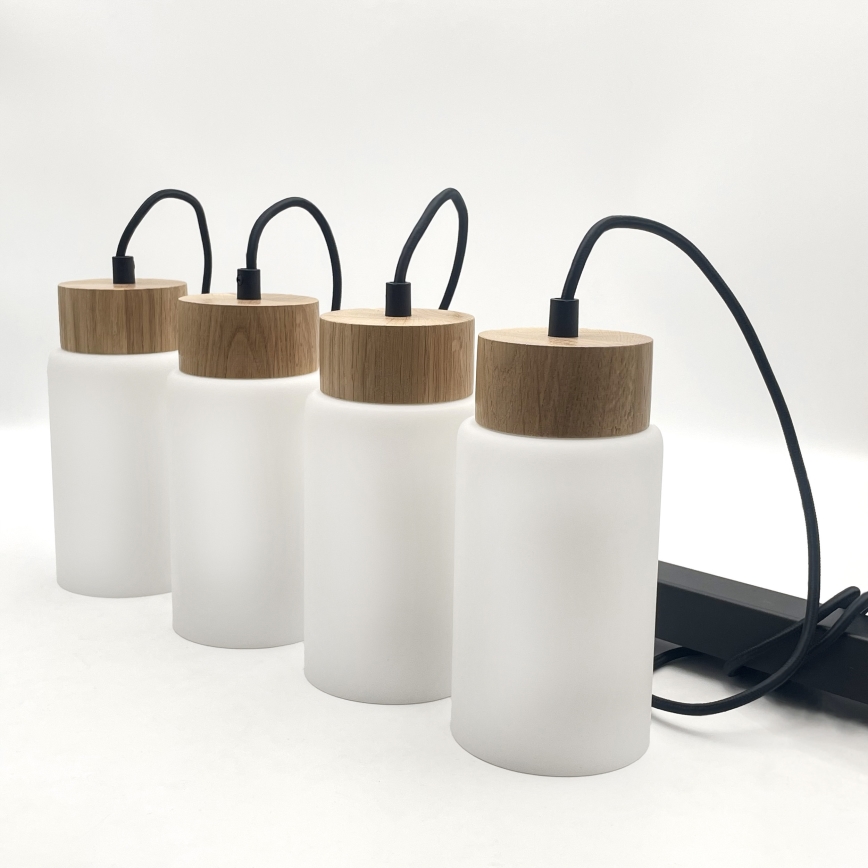 Lustr na lanku MARKUS 4xE27/15W/230V černá/dub