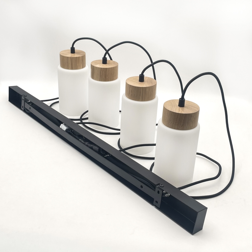 Lustr na lanku MARKUS 4xE27/15W/230V černá/dub