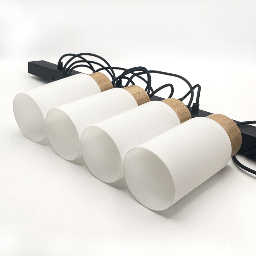 Lustr na lanku MARKUS 4xE27/15W/230V černá/dub