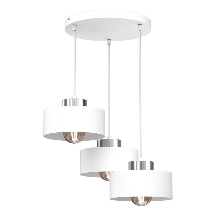 Lustr na lanku MARTI 3xE27/15W/230V bílá/lesklý chrom