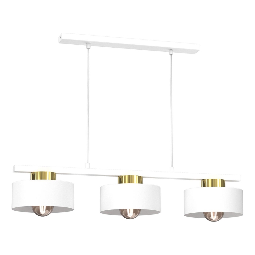 Lustr na lanku MARTI 3xE27/15W/230V bílá/zlatá