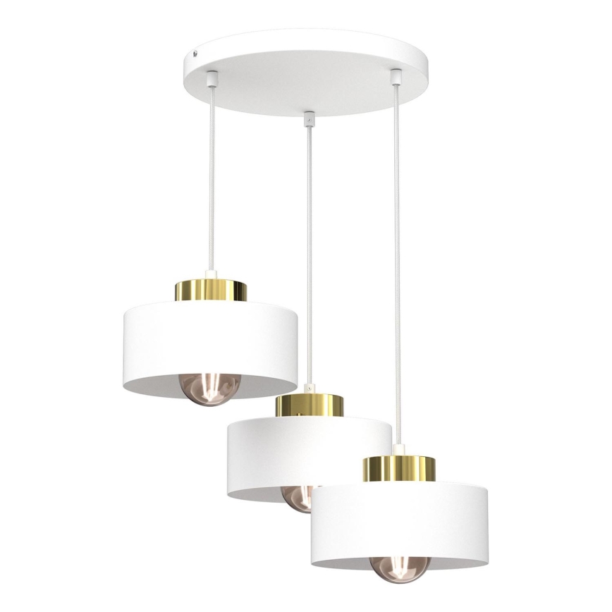 Lustr na lanku MARTI 3xE27/15W/230V bílá/zlatá
