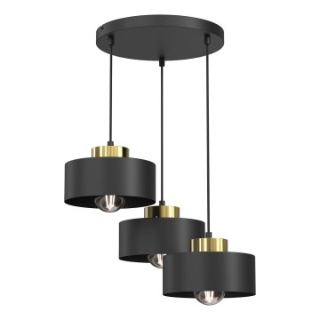 Lustr na lanku MARTI 3xE27/15W/230V černá/zlatá