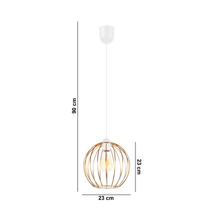 Lustr na lanku MATT 1xE27/60W/230V bílá/měděná