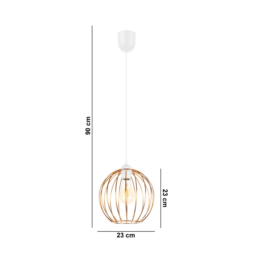 Lustr na lanku MATT 1xE27/60W/230V bílá/měděná