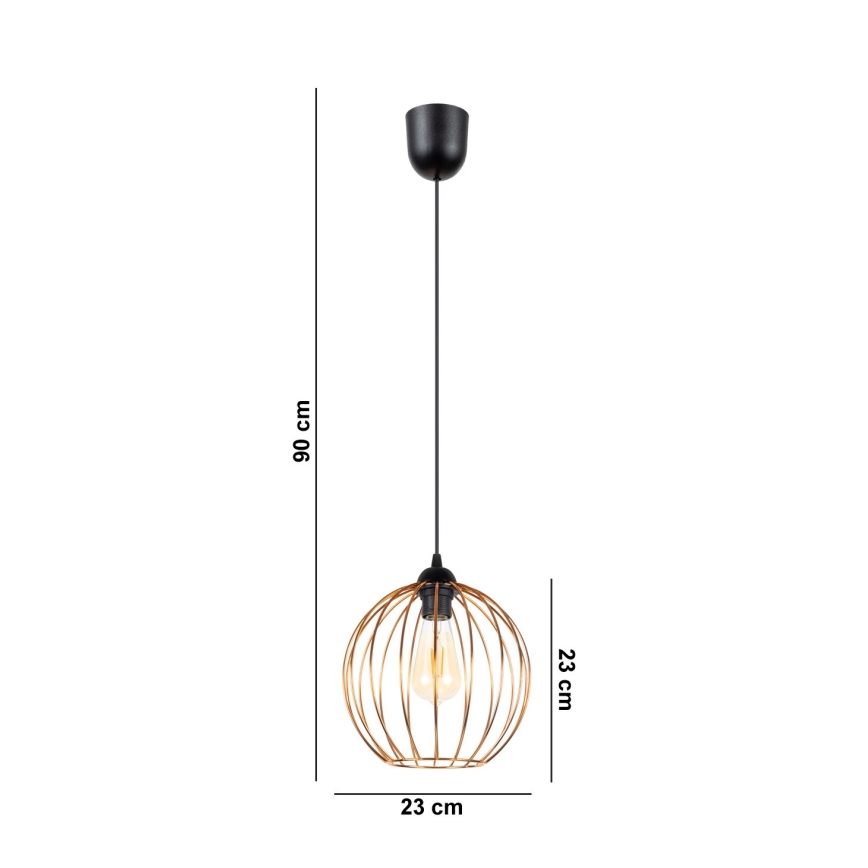 Lustr na lanku MATT 1xE27/60W/230V černá/měděná