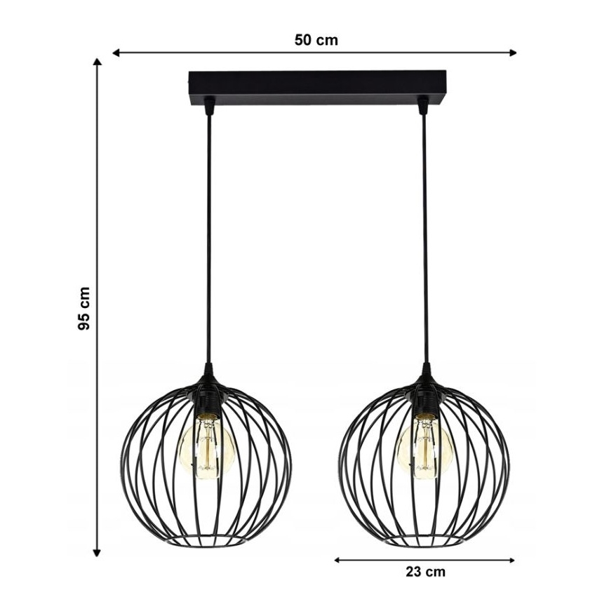 Lustr na lanku MATT 2xE27/60W/230V