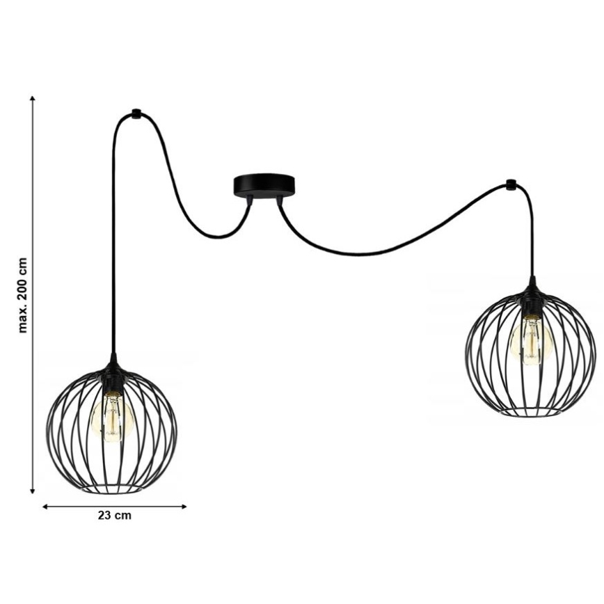 Lustr na lanku MATT 2xE27/60W/230V pavouk