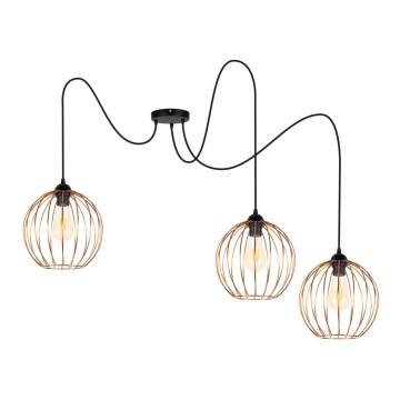 Lustr na lanku MATT 3xE27/60W/230V pavouk černá/měděná