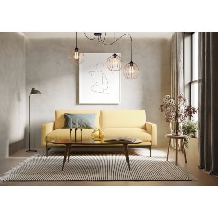 Lustr na lanku MATT 3xE27/60W/230V pavouk černá/měděná