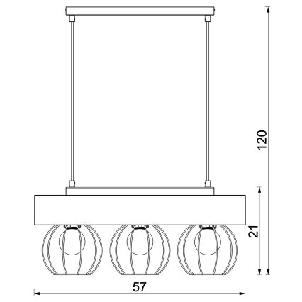 Lustr na lanku MENTON 3xE27/15W/230V černá/hnědá/dub