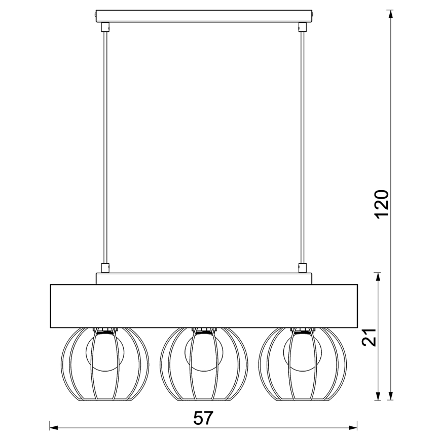 Lustr na lanku MENTON 3xE27/15W/230V černá/hnědá/dub