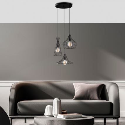 Lustr na lanku MEZOPOTAMYA 3xE27/40W/230V černá