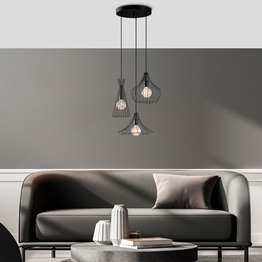 Lustr na lanku MEZOPOTAMYA 3xE27/40W/230V černá