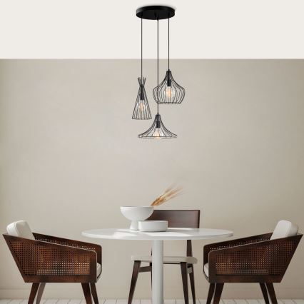 Lustr na lanku MEZOPOTAMYA 3xE27/40W/230V černá