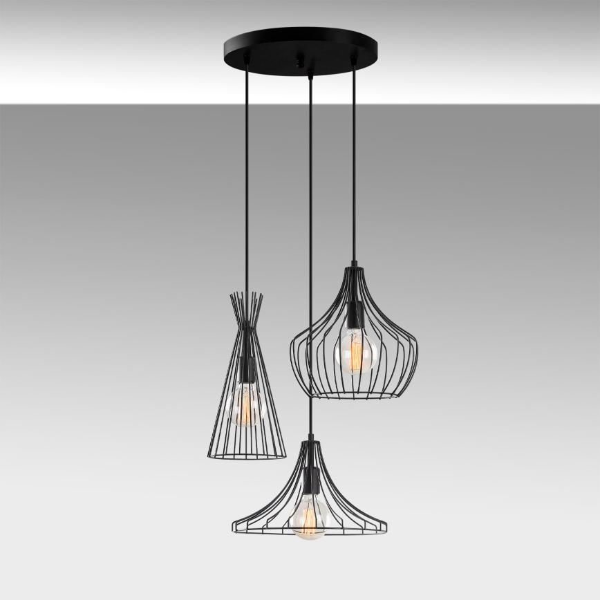 Lustr na lanku MEZOPOTAMYA 3xE27/40W/230V černá