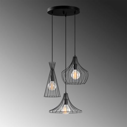 Lustr na lanku MEZOPOTAMYA 3xE27/40W/230V černá
