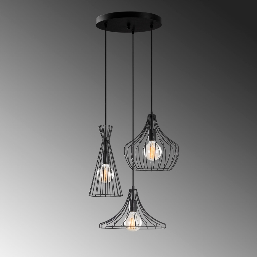 Lustr na lanku MEZOPOTAMYA 3xE27/40W/230V černá