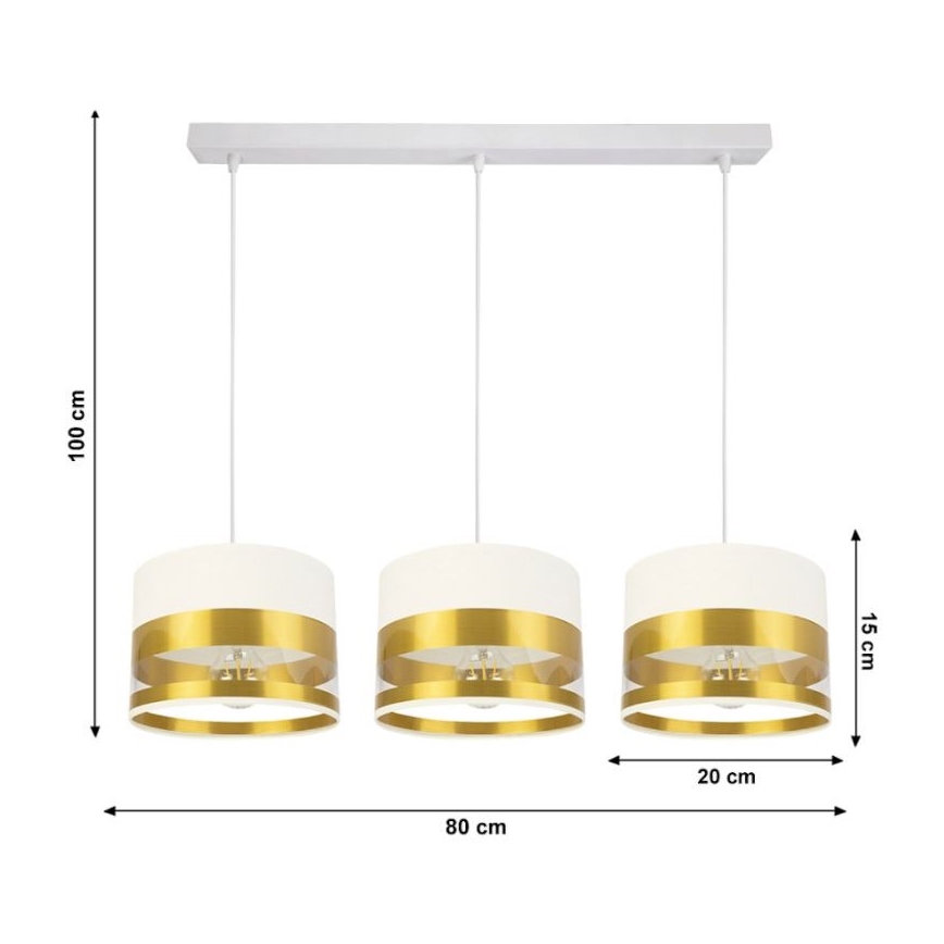 Lustr na lanku MILO 3xE27/60W/230V zlatá