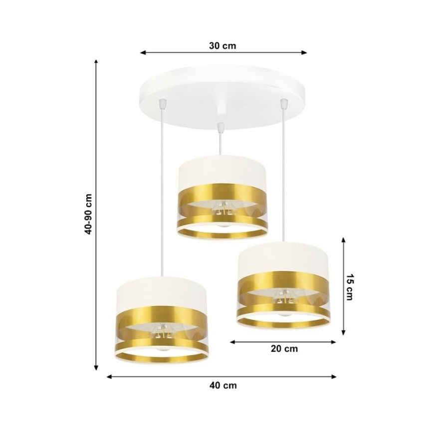 Lustr na lanku MILO 3xE27/60W/230V zlatá