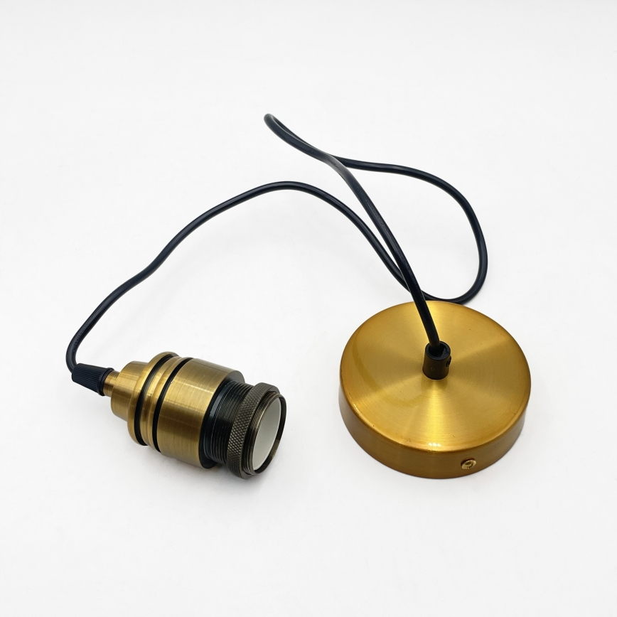 Lustr na lanku MILOU 1xE27/15W/230V zlatá/kouřová béžová