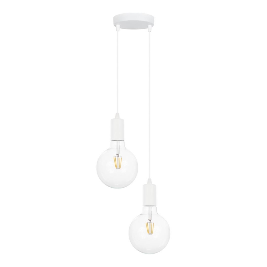 Lustr na lanku MIROS 2xE27/60W/230V kulatý bílá